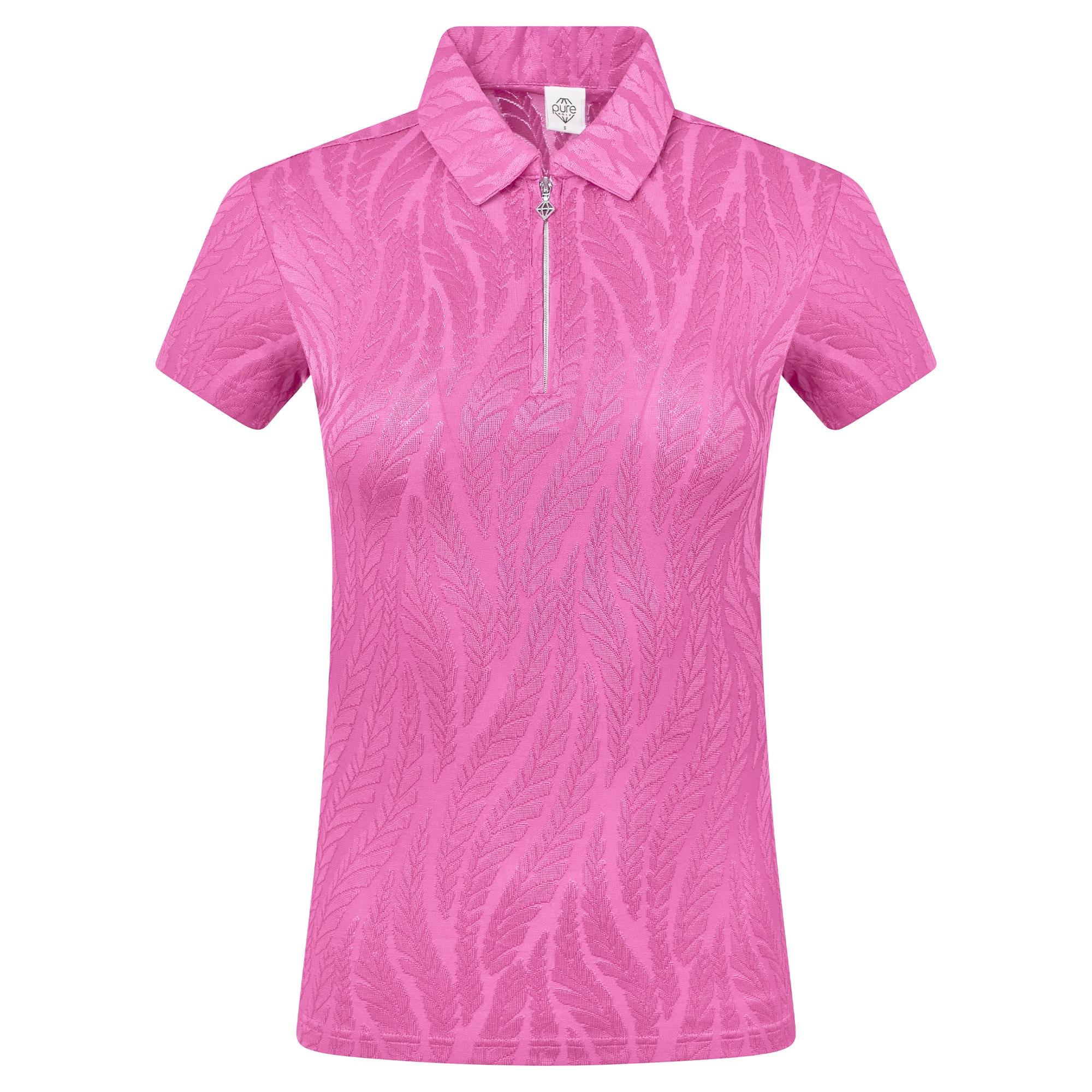 Pure Golf Freya Jacquard Ladies Golf Polo Shirt Azalea